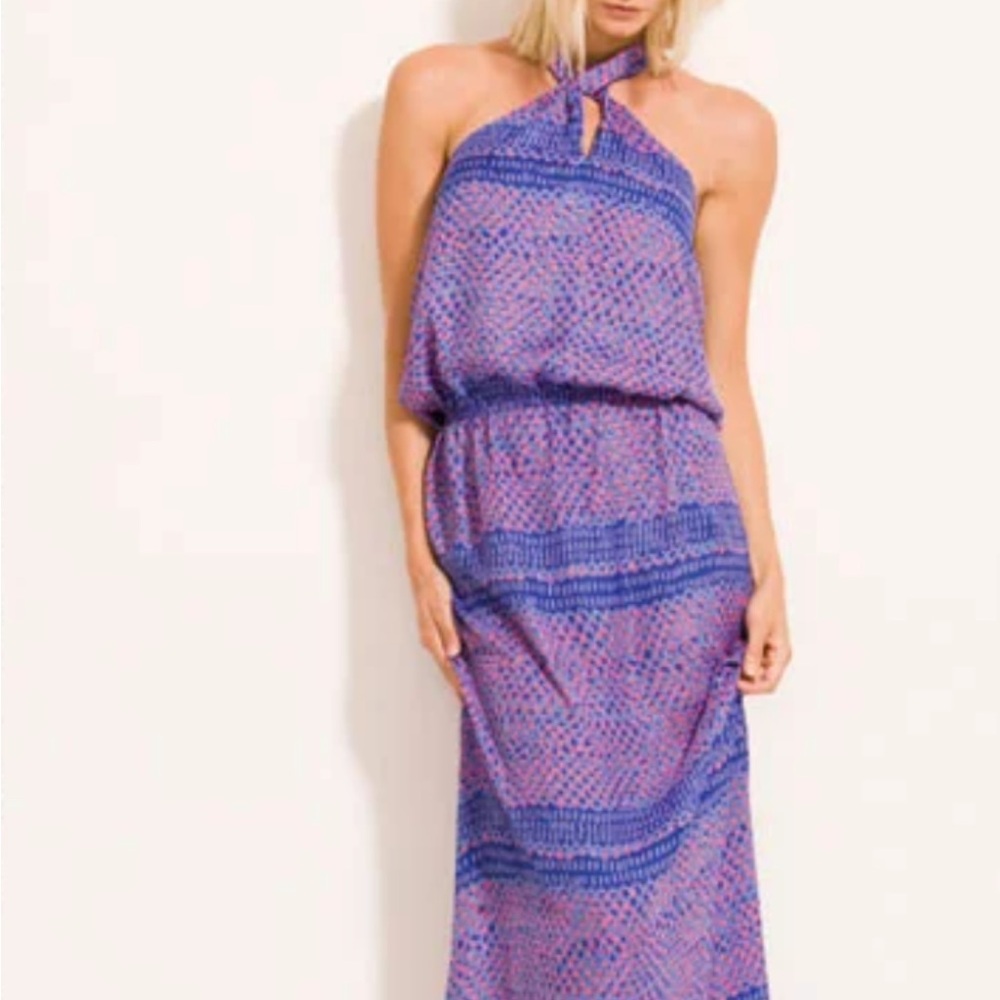 Karen Zambos Vibrant Black purple red and Pink Dress